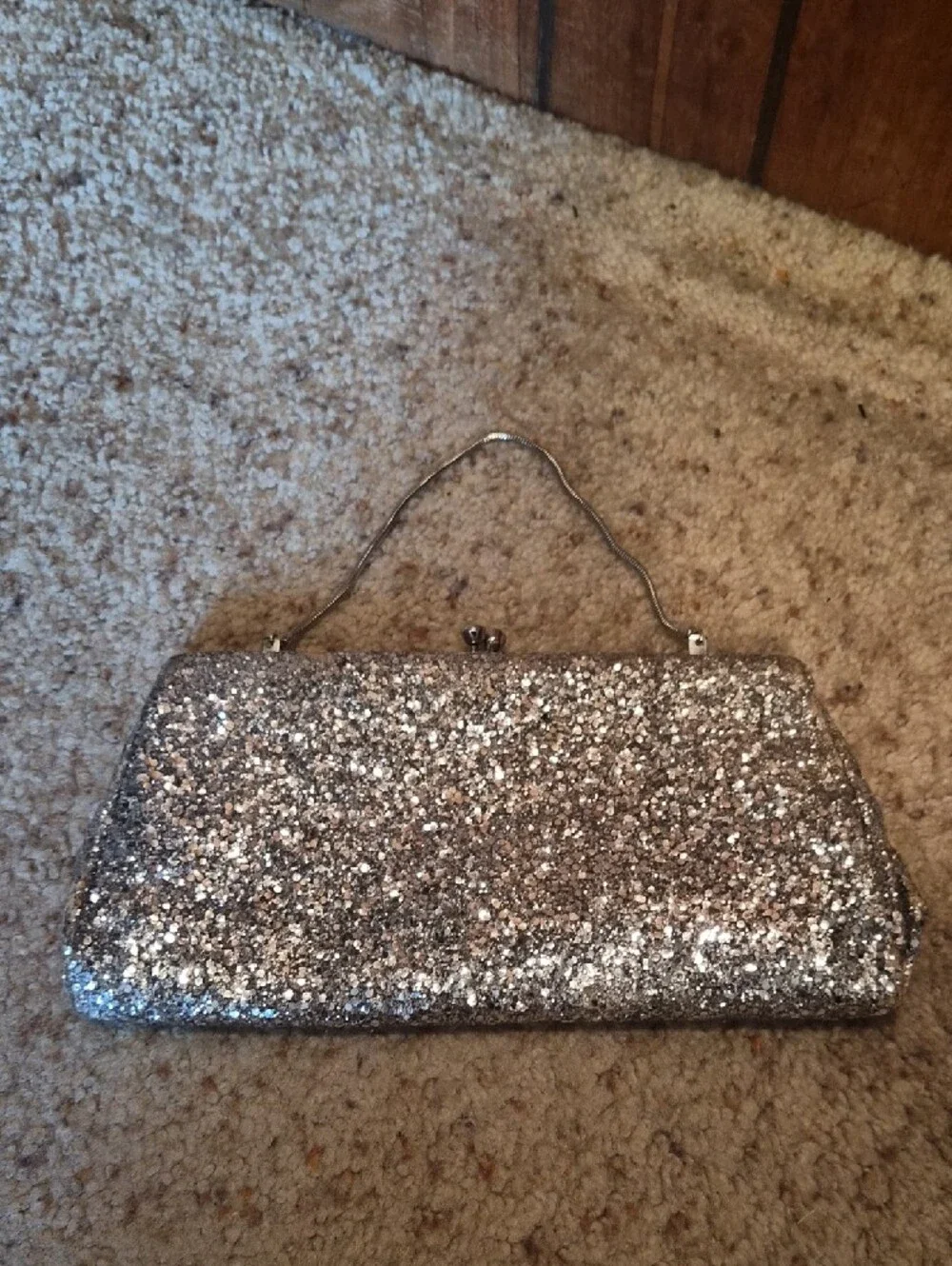 Vintage 1960s Silver Glitter Evening Clutch